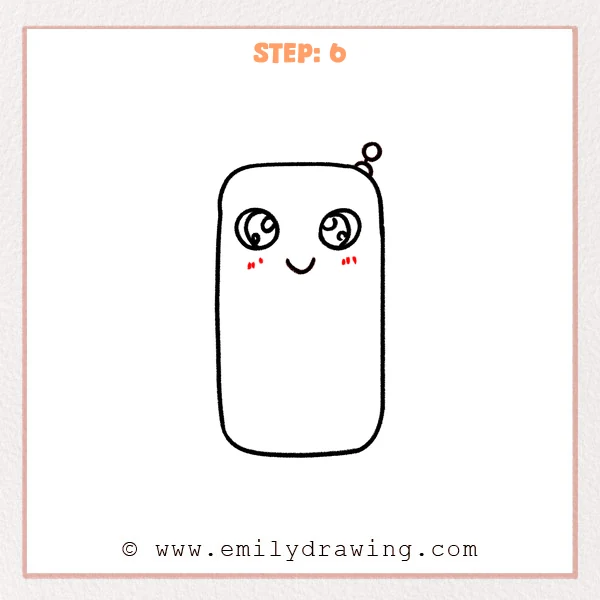 how to draw a cartoon phone - Step 6